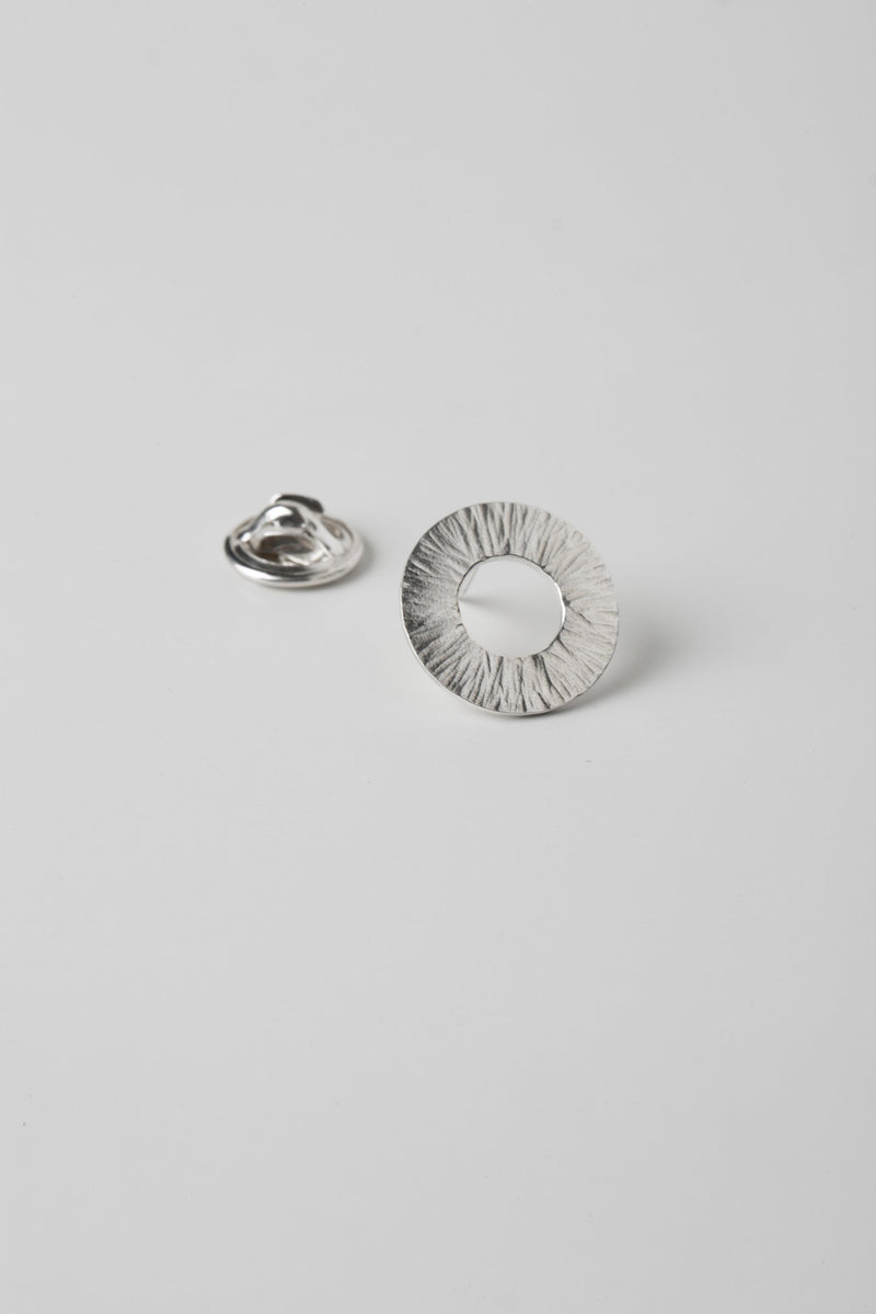 Handmade hammered mini round pin silver brooch by Studio Adorn