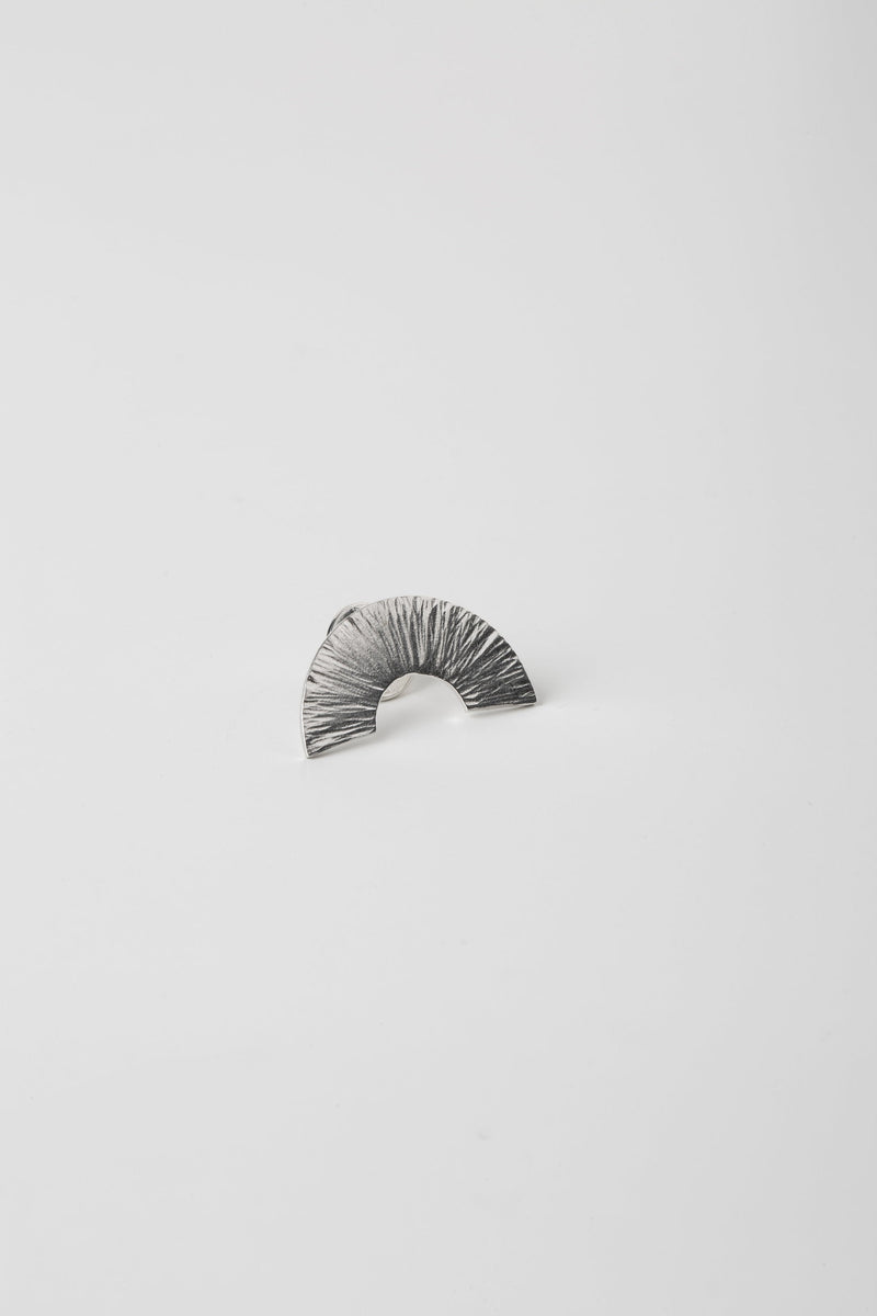 Handmade hammered mini segment pin silver brooch by Studio Adorn