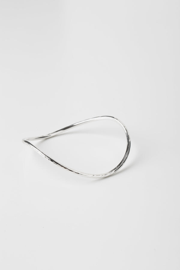 Silver Hammered Wave Bangle