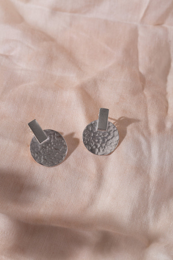 Delicate Hammered Silver Disc Stud Earrings | Archive Collection | Studio Adorn Jewellery