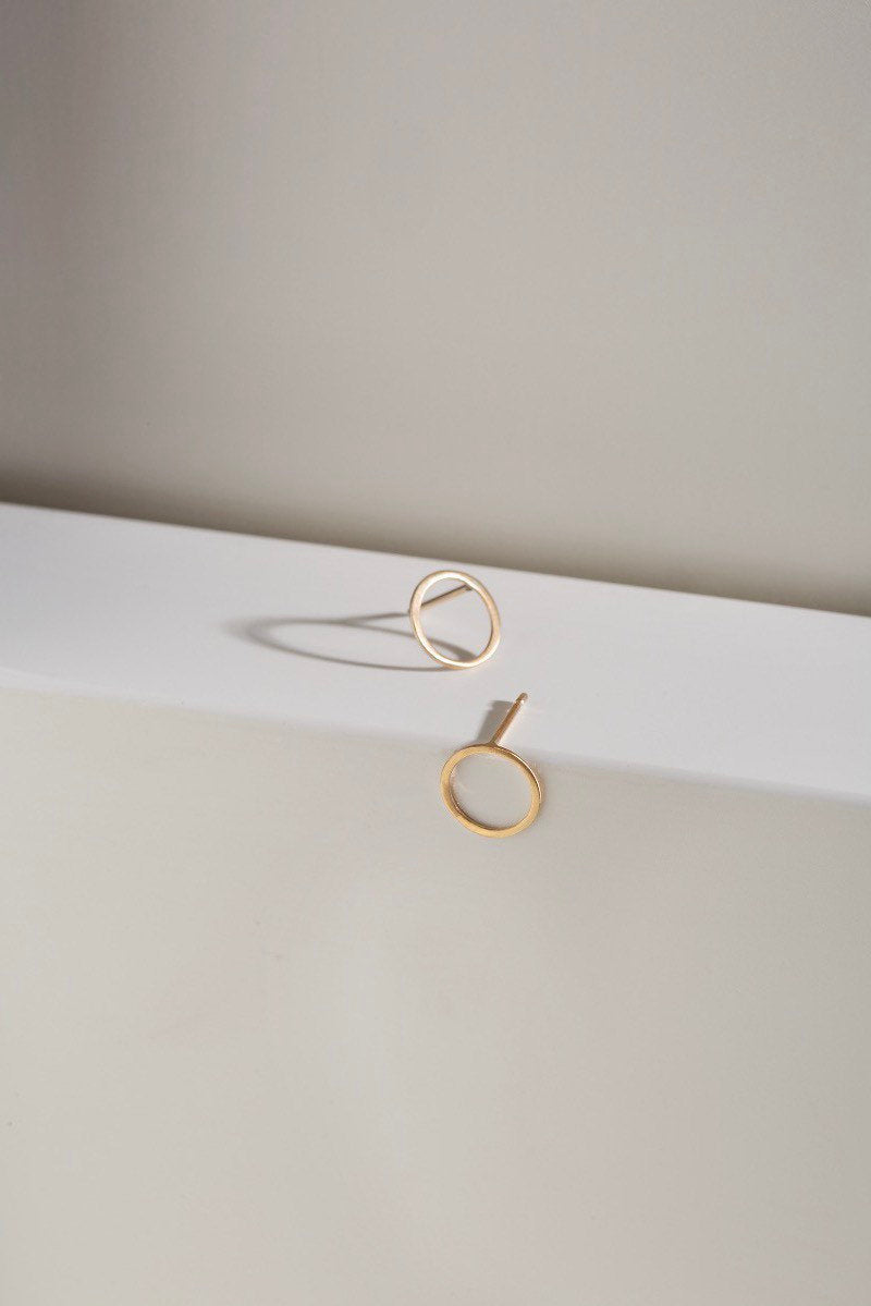 Studio Adorn handmade delicate 9ct gold open circle stud earrings