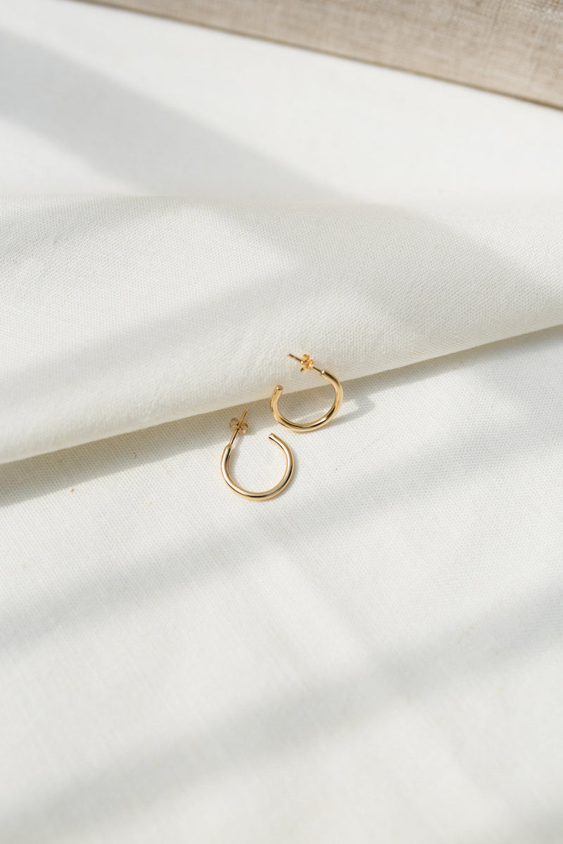 Studio Adorn handmade classic gold hoop earrings in 9ct recycled gold 
