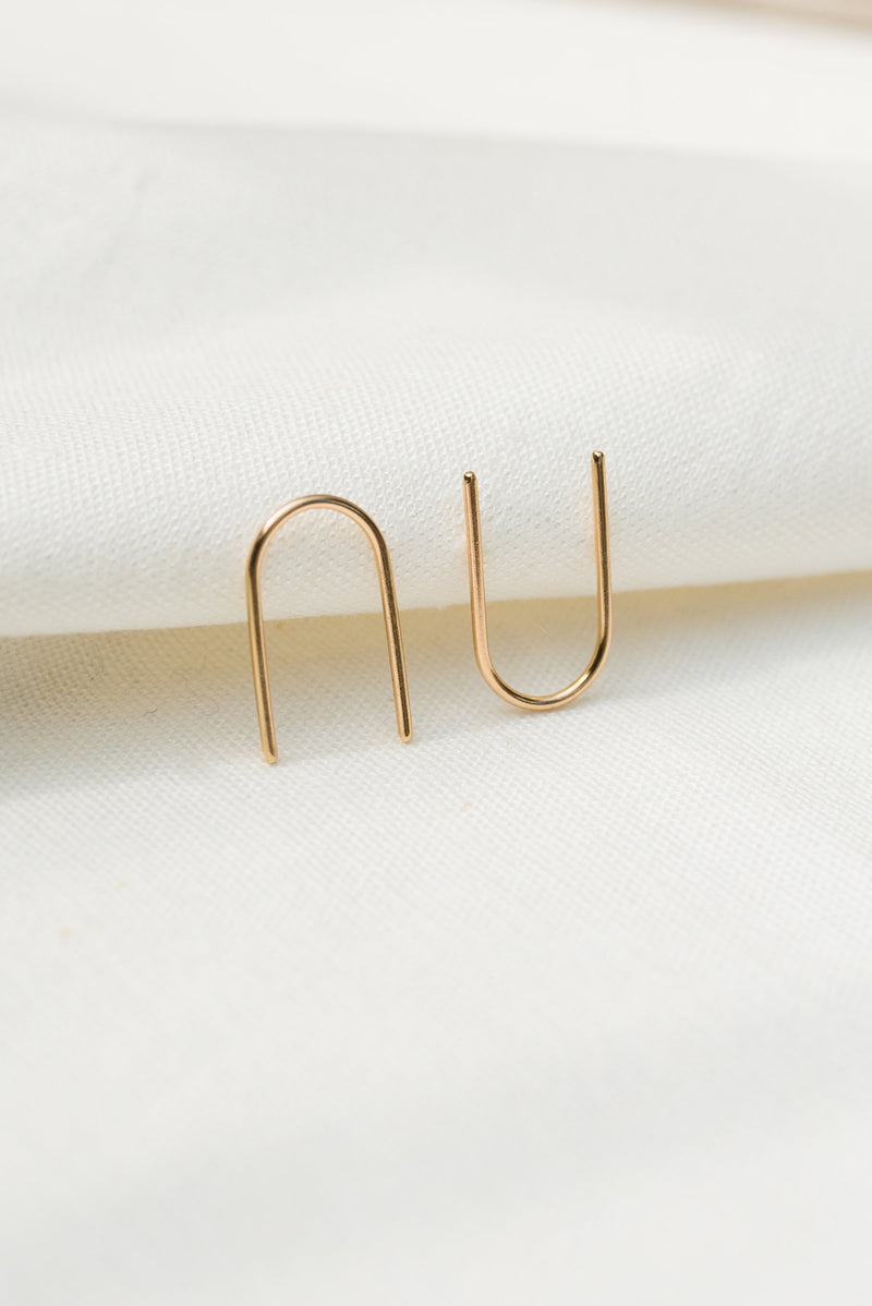 Studio Adorn handmade recycled gold minimal ear threads