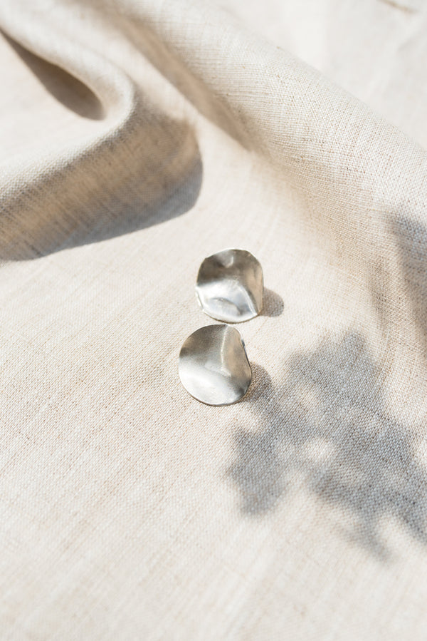 Silver Molten Disc Statement Studs