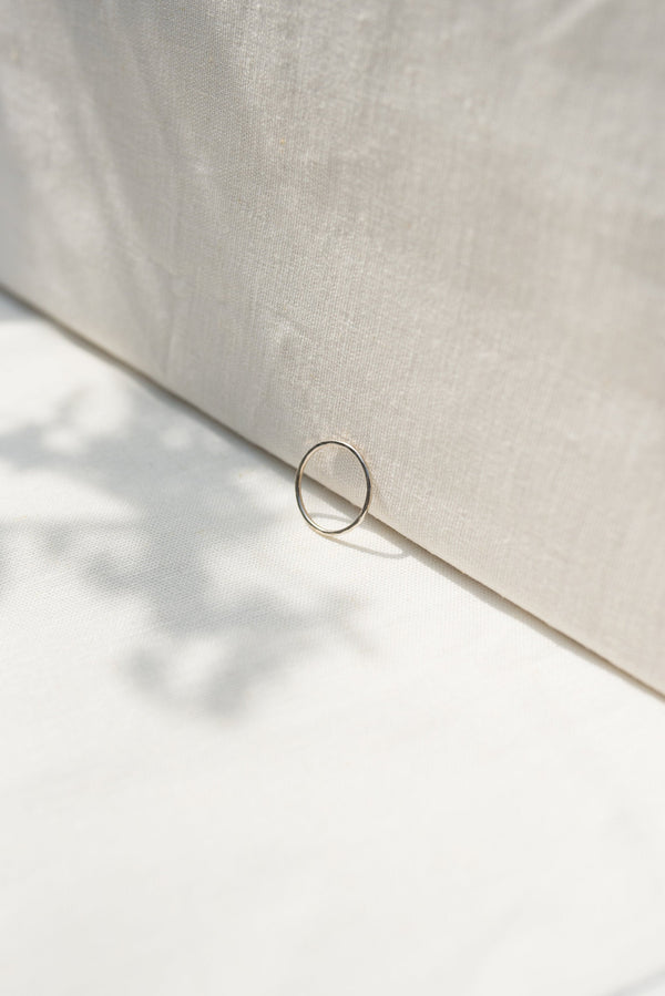 Plain hammered stacking ring in silver handcrafted by Studio Adorn