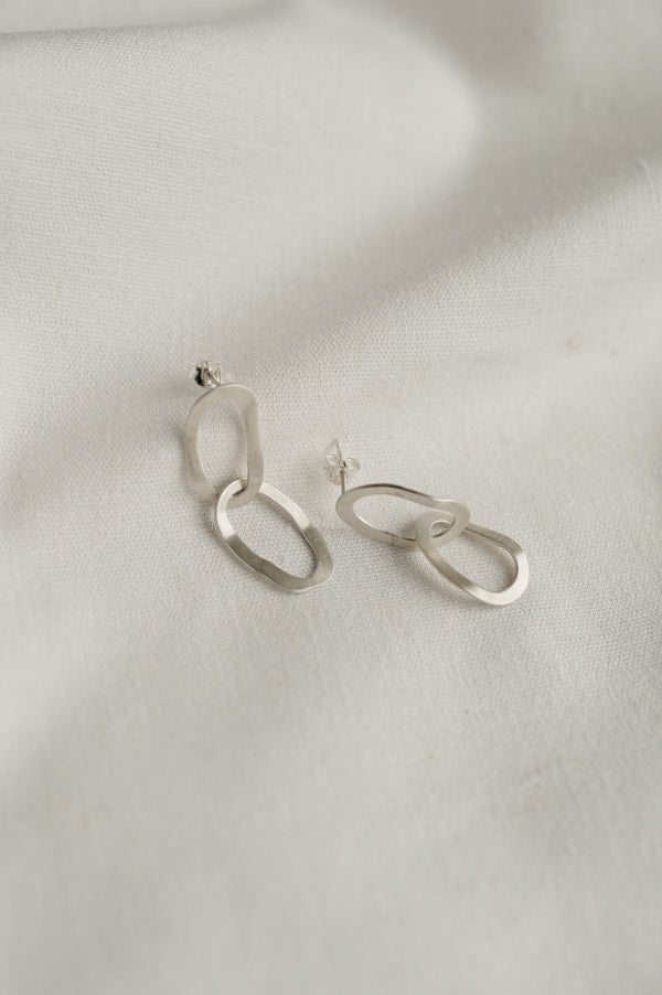 Recycled Sterling Silver Link Stud Earrings by Studio Adorn Jewellery