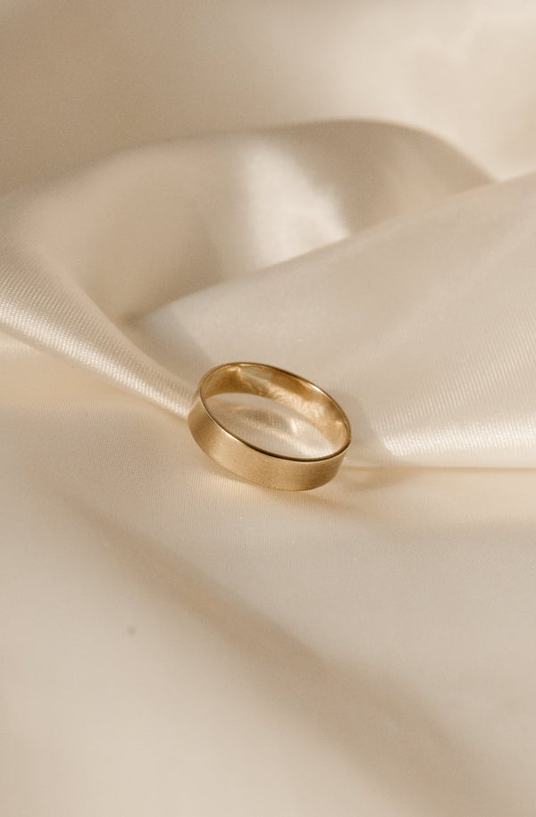 9ct Gold 5mm Flat Wedding Ring by Studio Adorn Jewellery