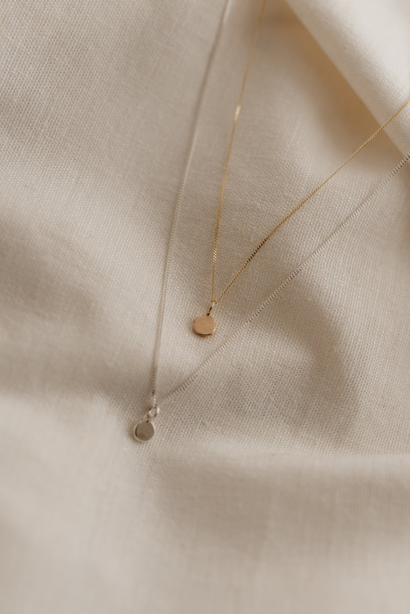 Studio Adorn sterling eco silver and 9ct recycled gold zero waste necklaces