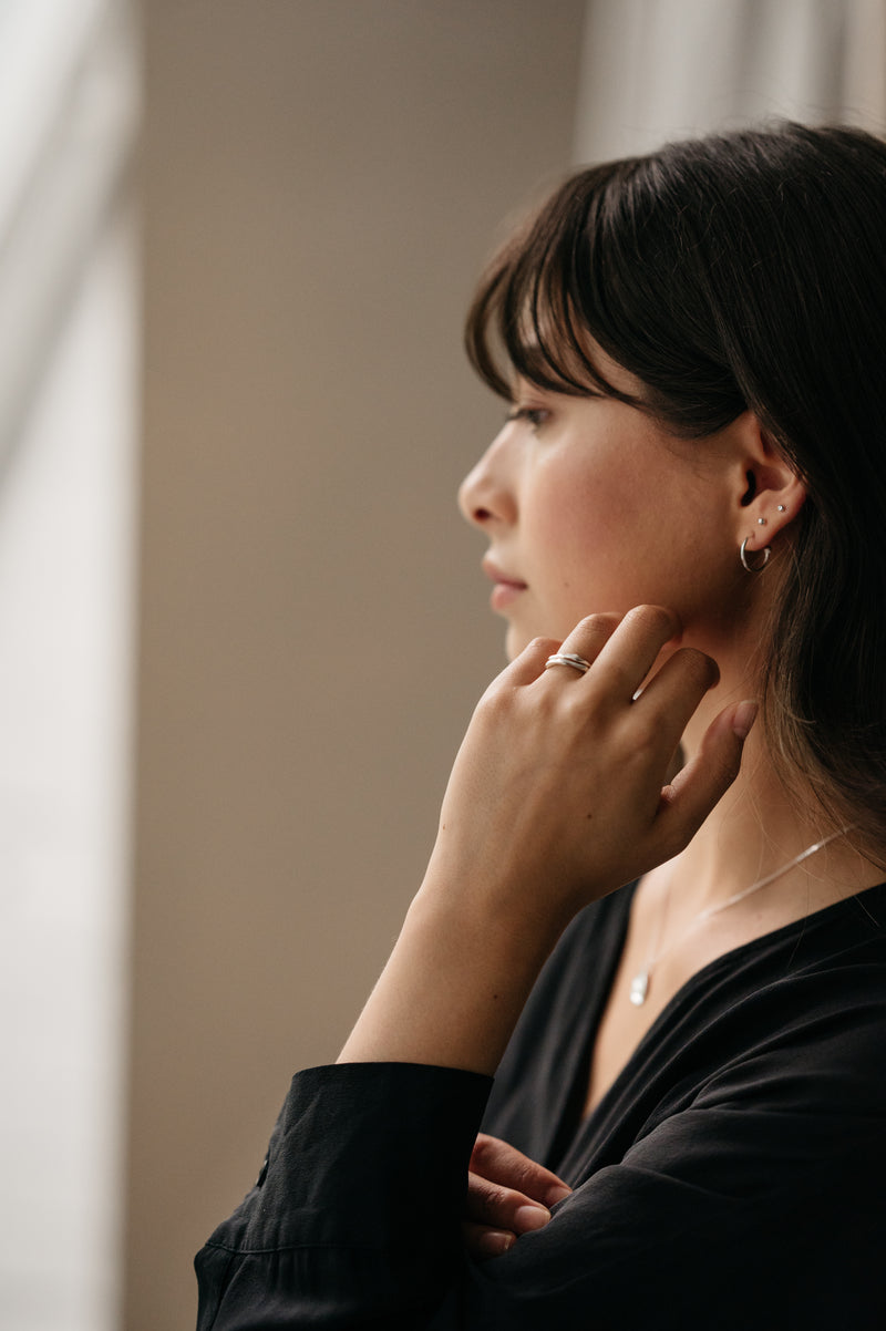 Skinny Melty Stacking Rings made from recycled sterling silver by Studio Adorn Jewellery